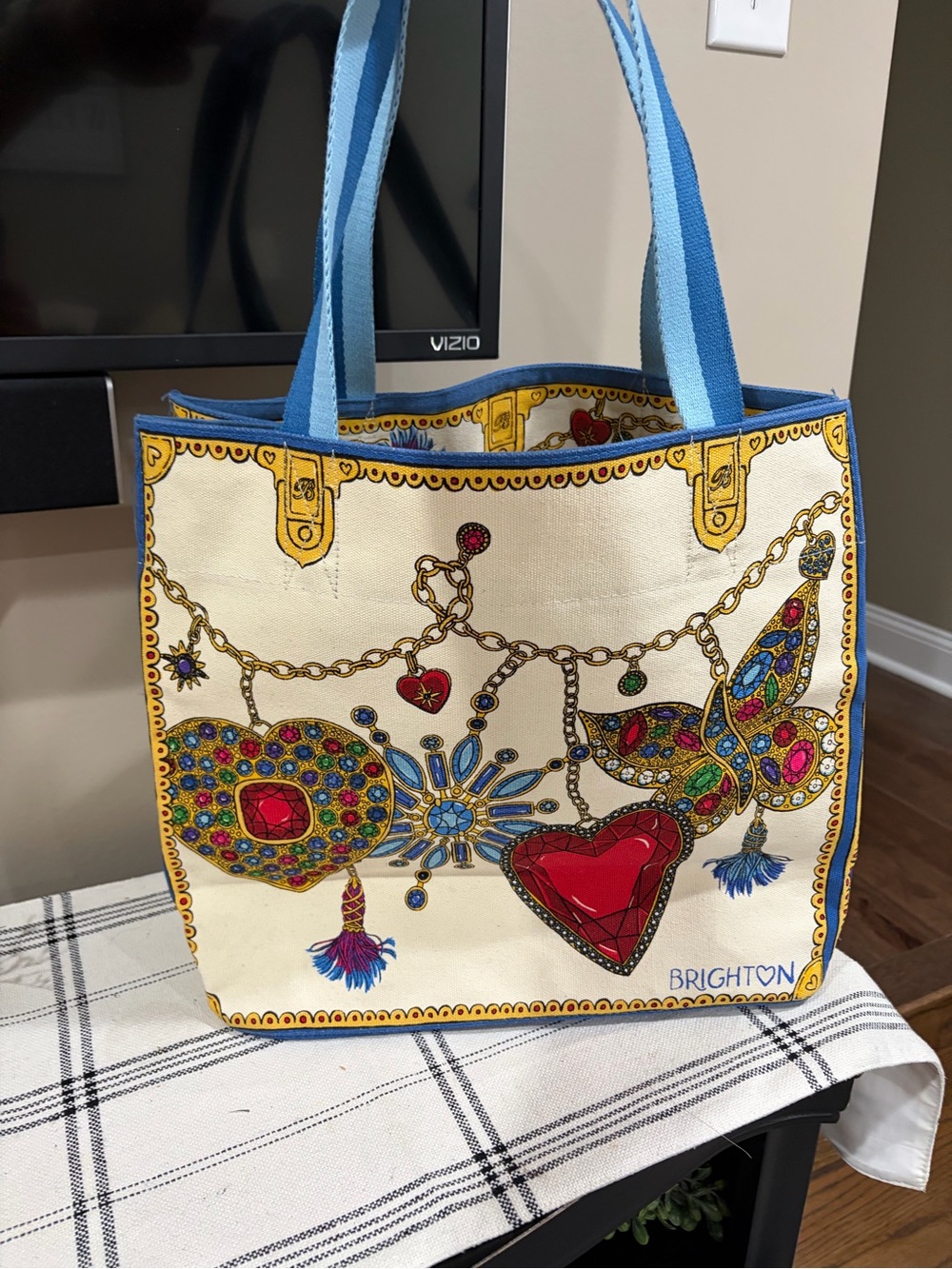 Brighton Blue Gem 'LOVE' Tote with Yellow Trim - Picture 2 of 5